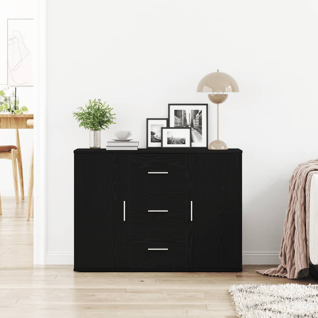 Sideboard Black Oak 91x29.5x65 cm Engineered Wood