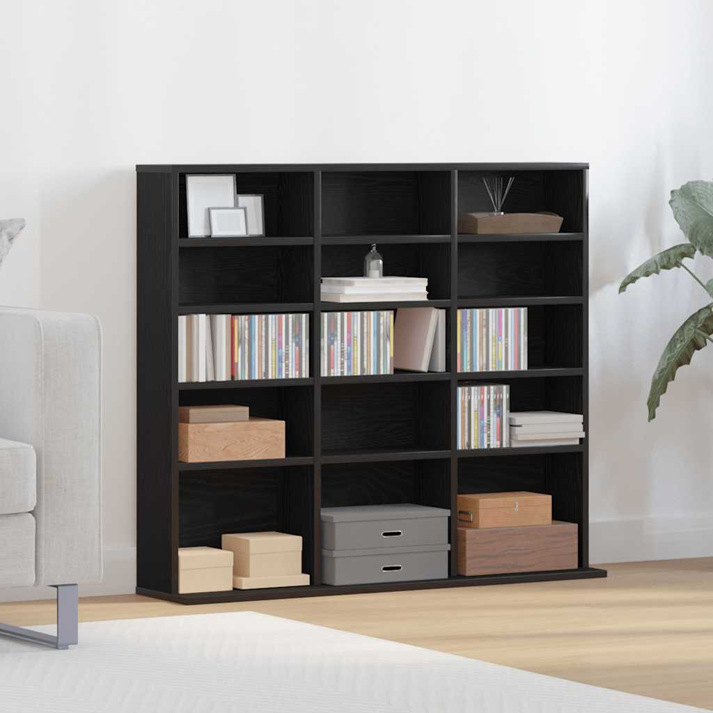CD Cabinet Black Oak 100x23x89.5 cm Engineered Wood