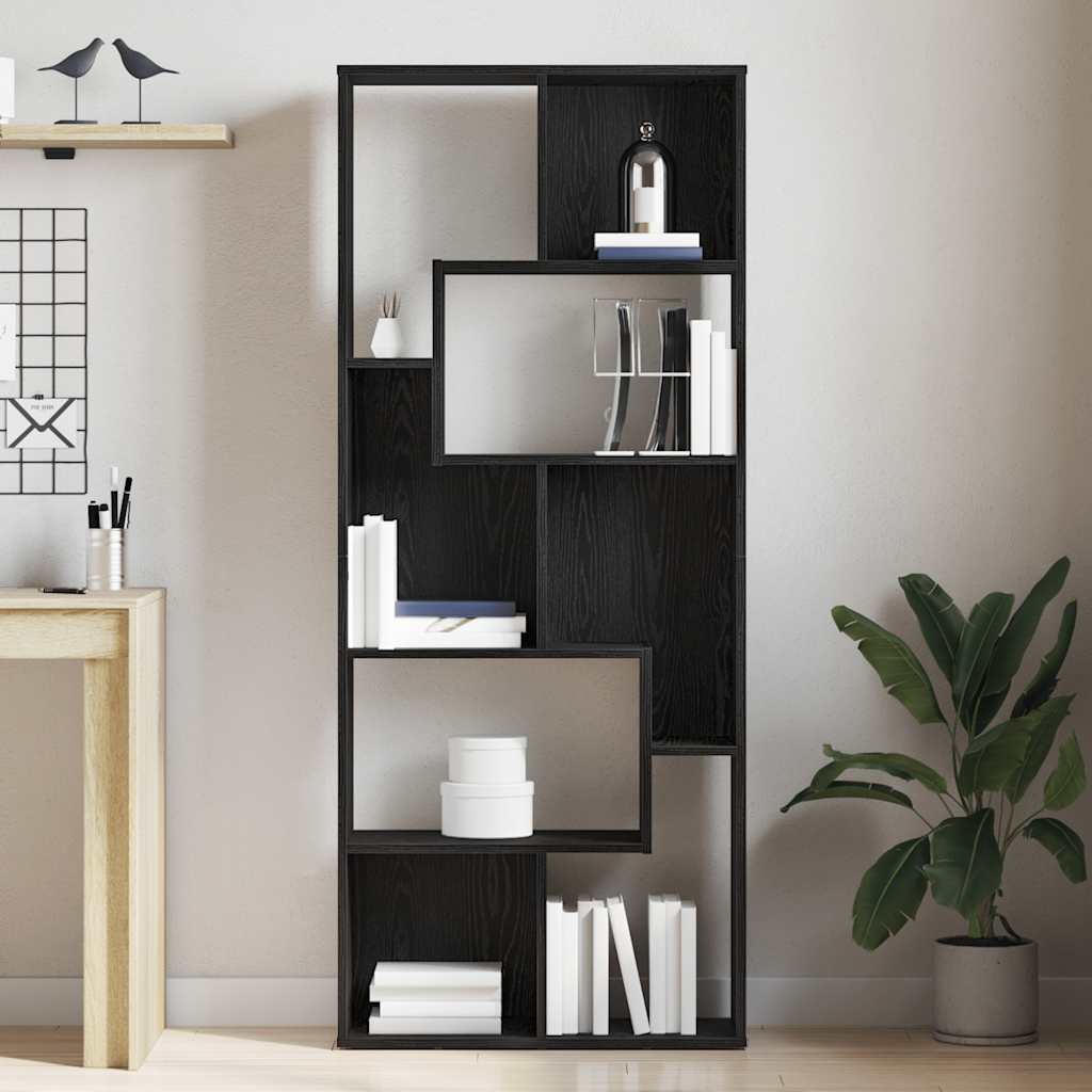 Bookcase Black Oak 67x24x161 cm Engineered Wood