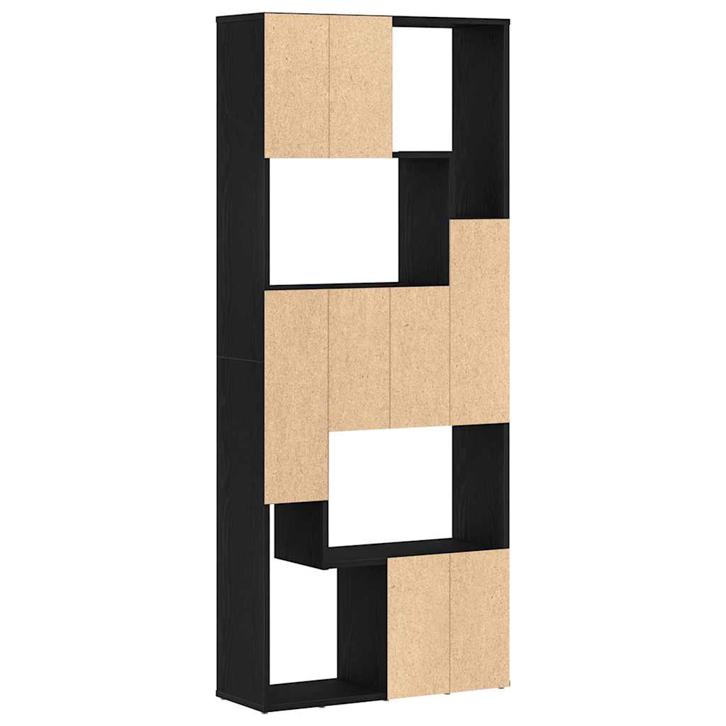 Bookcase Black Oak 67x24x161 cm Engineered Wood