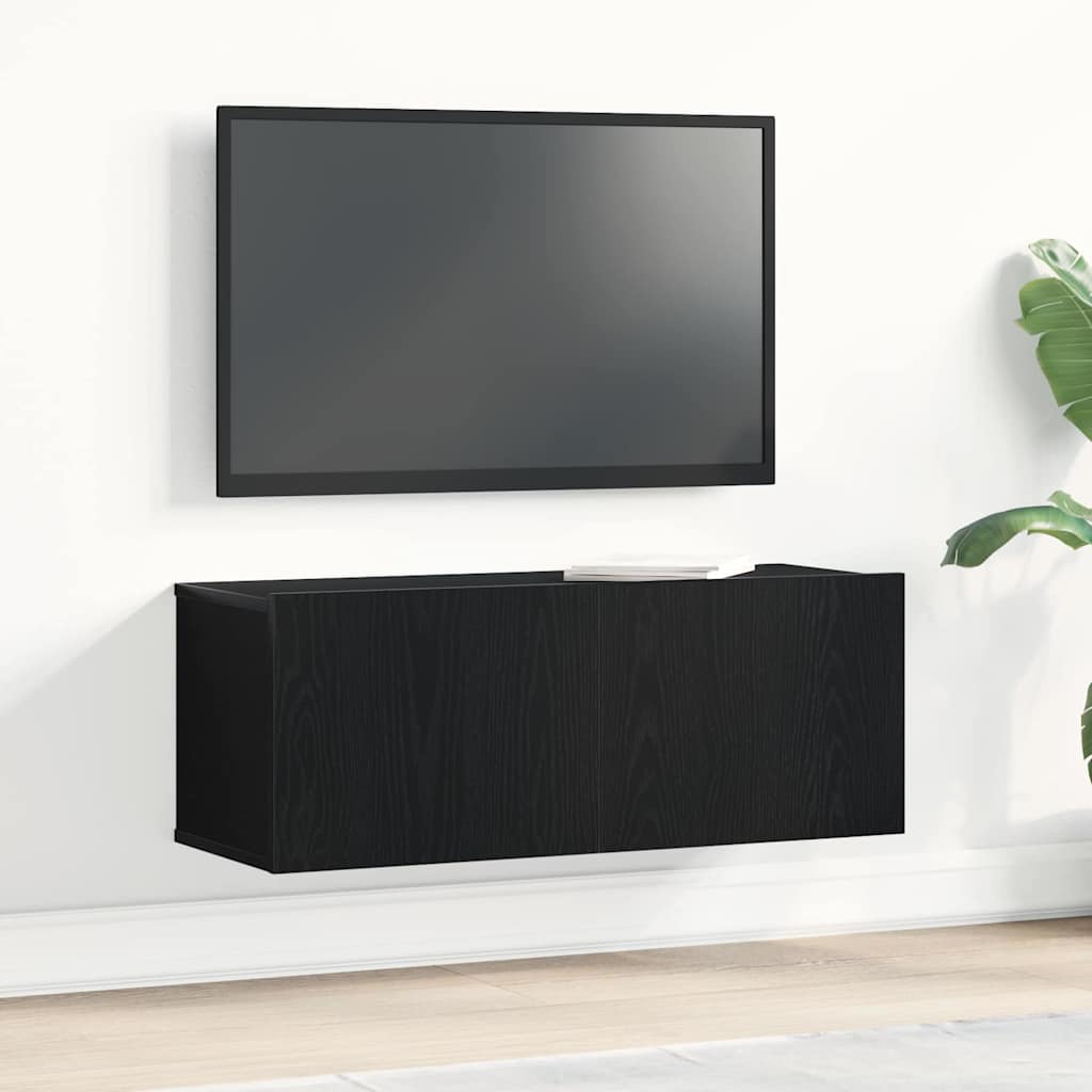 TV Cabinets Black oak 80 x 30 x 30 cm Engineered Wood