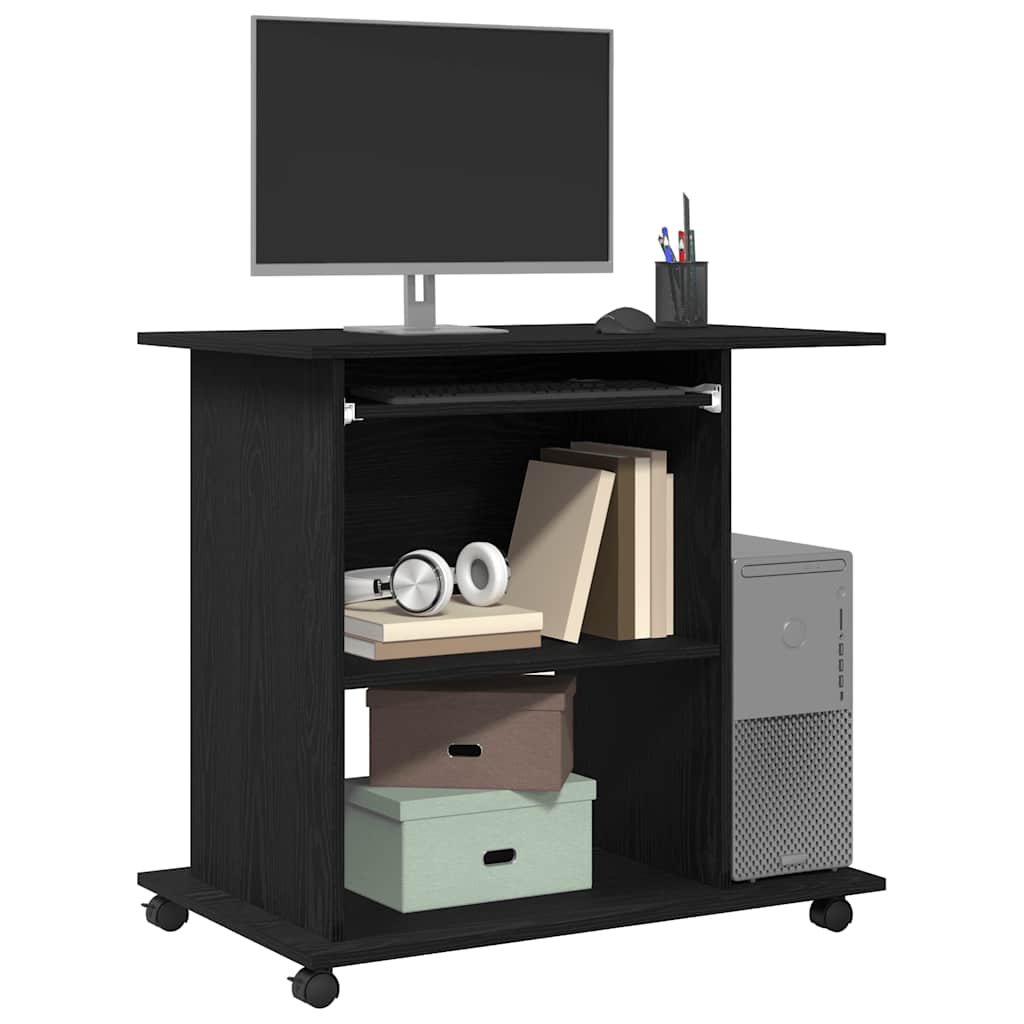 Computer Desk Black Oak 80x50x75 cm Engineered Wood