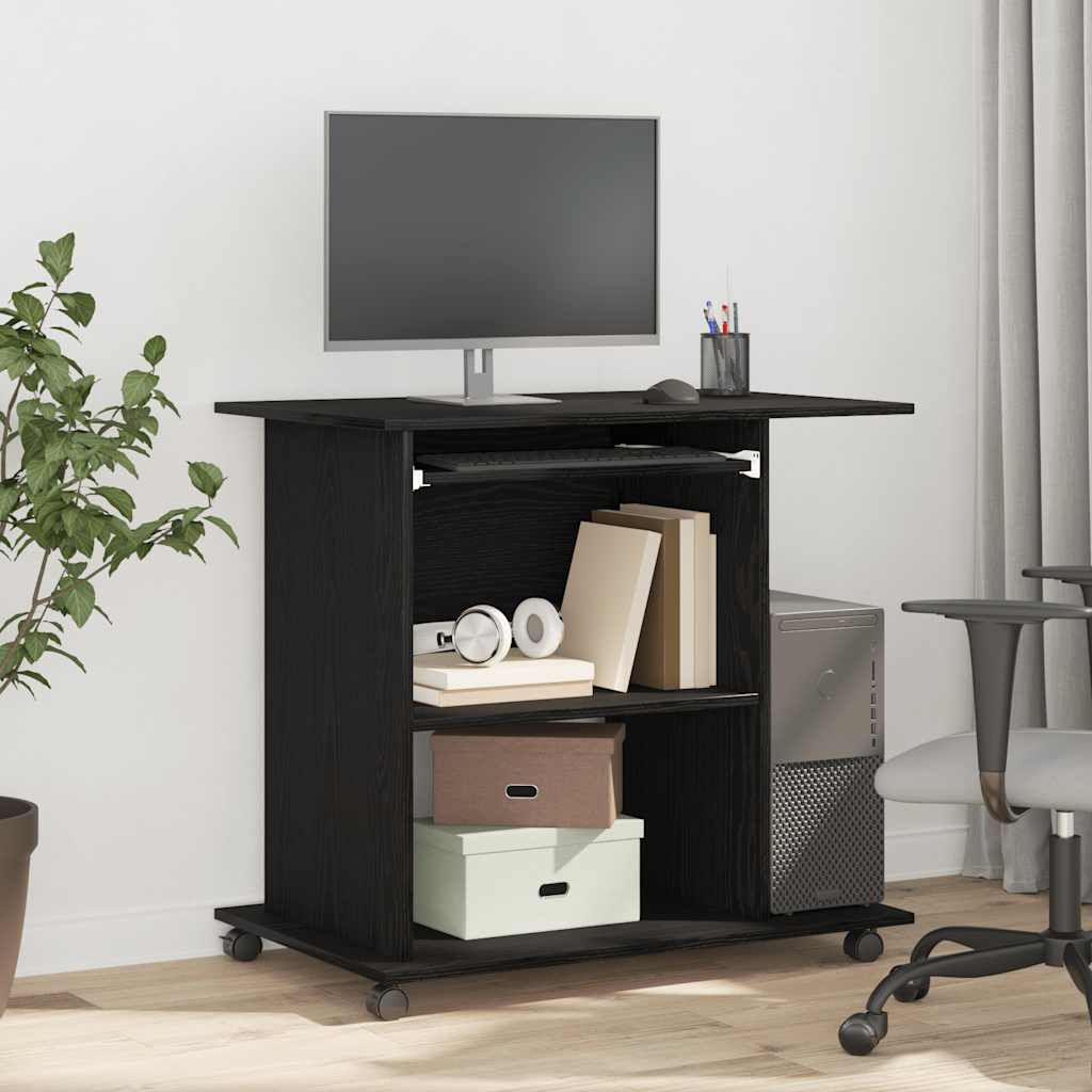 Computer Desk Black Oak 80x50x75 cm Engineered Wood