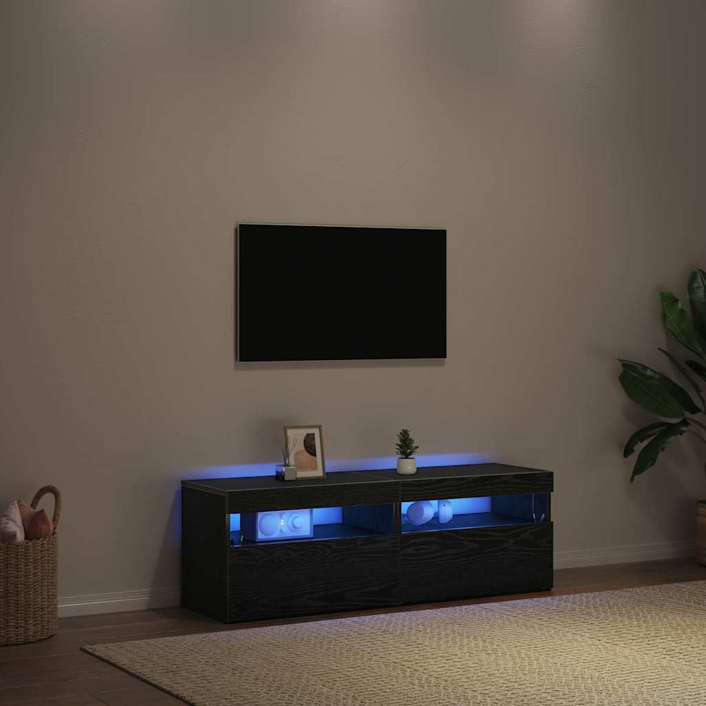 TV Cabinet 2 pcs Black 60 x 35 x 40 cm Engineered wood