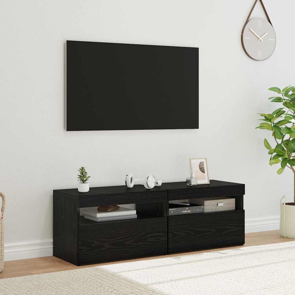 TV Cabinet 2 pcs Black 60 x 35 x 40 cm Engineered wood
