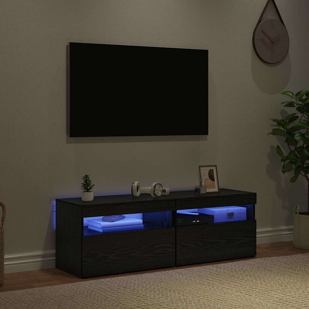 TV Cabinet 2 pcs Black 60 x 35 x 40 cm Engineered wood