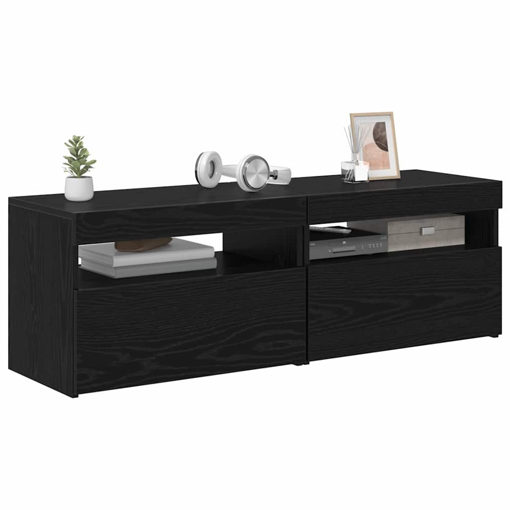 TV Cabinet 2 pcs Black 60 x 35 x 40 cm Engineered wood