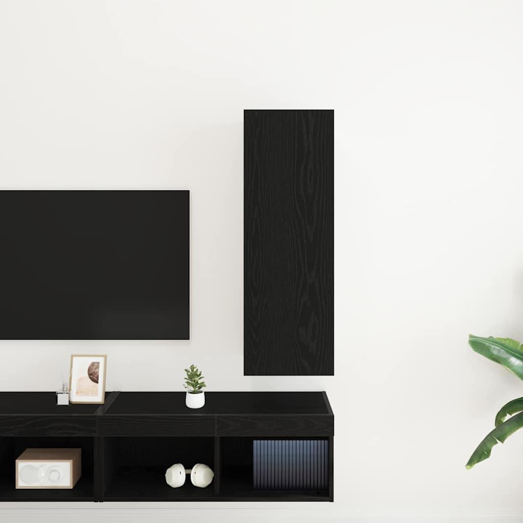 Wall TV Cabinet Black oak 30.5 x 30 x 90 cm Engineered wood