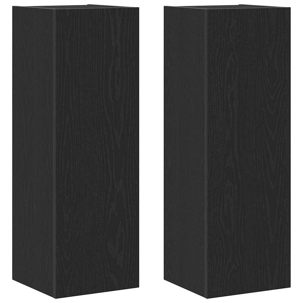 Wall TV Cabinet Wall-mounted 2 pcs Black oak 30.5 x 30 x 90 cm