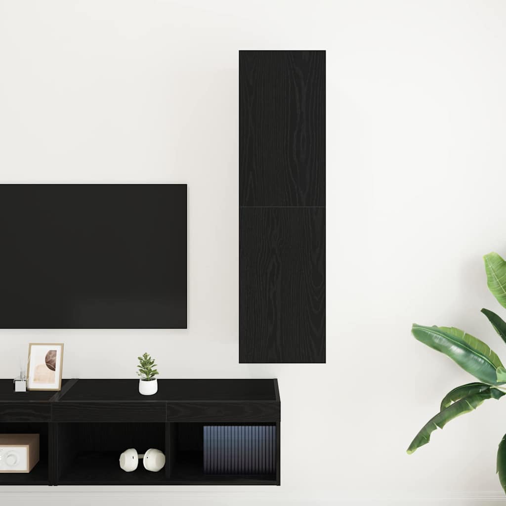 Wall TV Cabinet Black oak 30.5 x 30 x 110 cm Engineered wood
