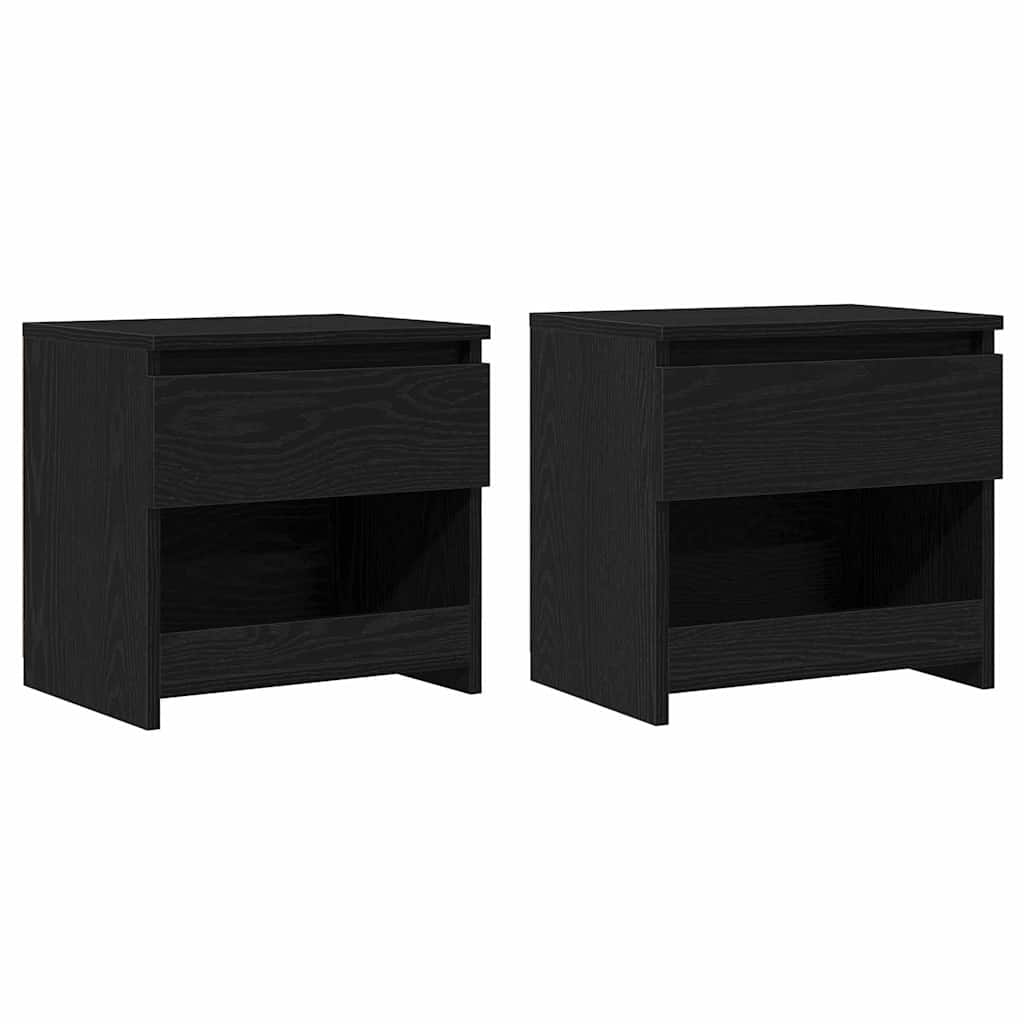 Bedside Cabinet 2 pcs Black Oak 40 x 30 x 39 cm Engineered wood