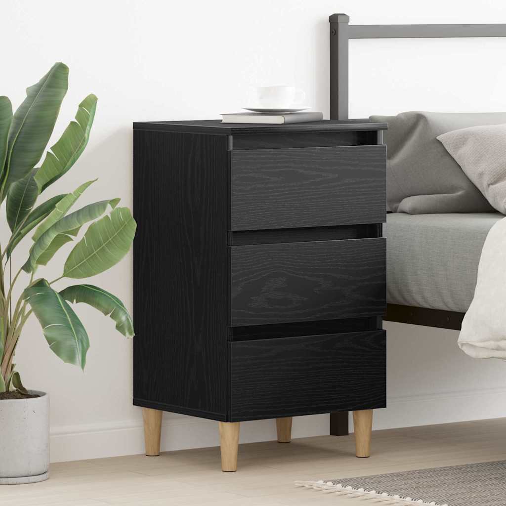 Bedside Cabinet Black oak 40 x 35 x 69 cm Engineered wood