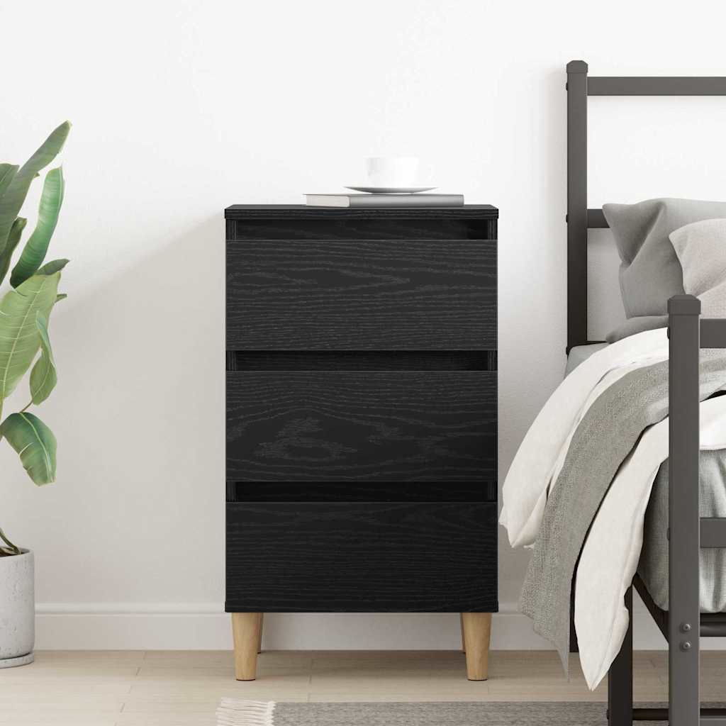Bedside Cabinet Black oak 40 x 35 x 69 cm Engineered wood