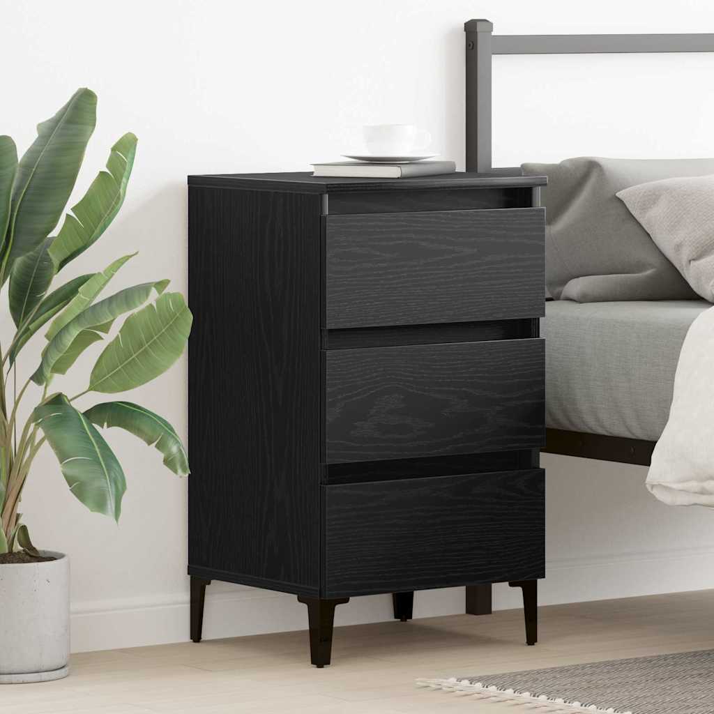 Bedside Cabinet Black oak 40 x 35 x 69 cm Engineered wood