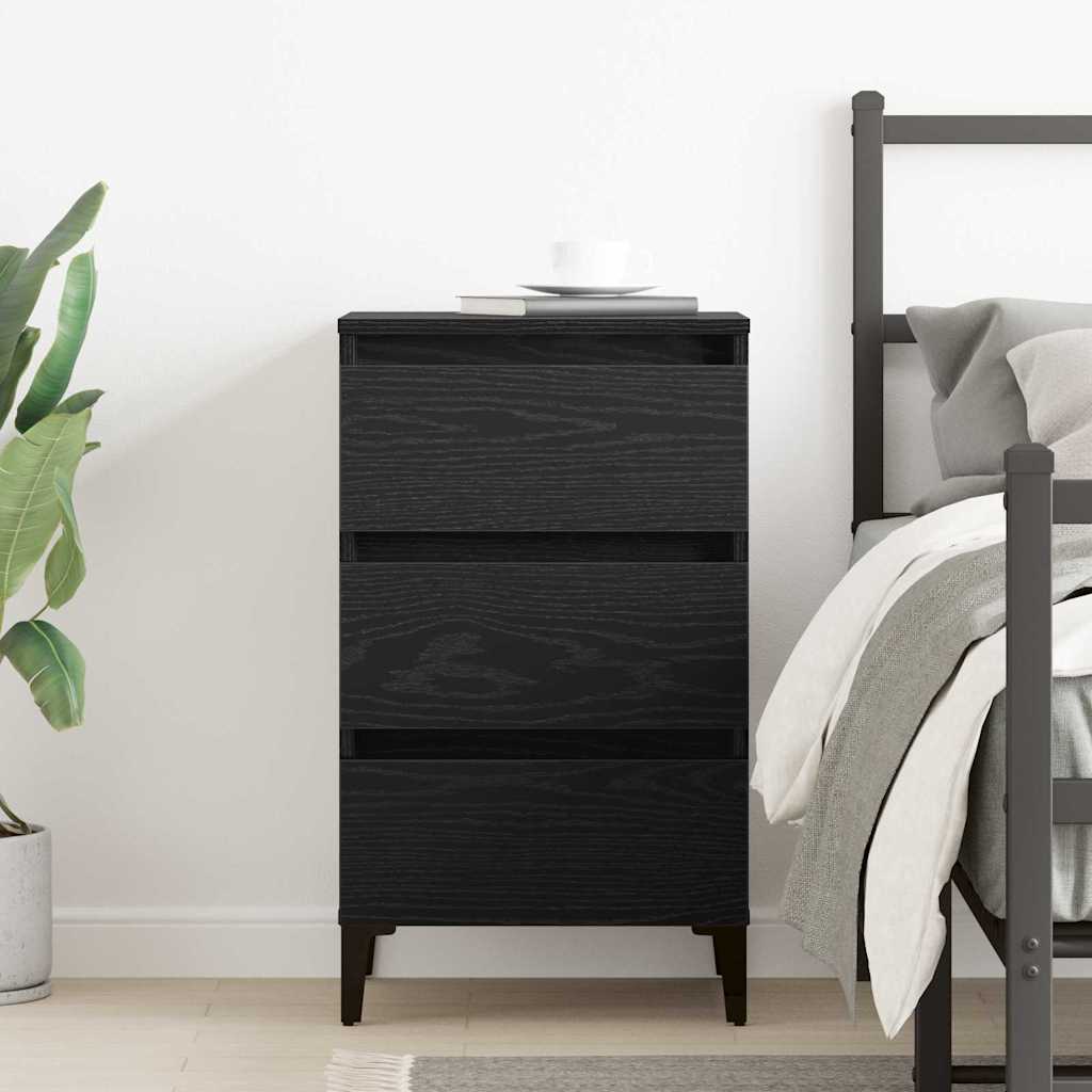 Bedside Cabinet Black oak 40 x 35 x 69 cm Engineered wood