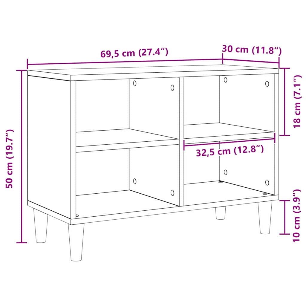 TV Cabinet Black 69.5 x 30 x 50 cm Engineered wood