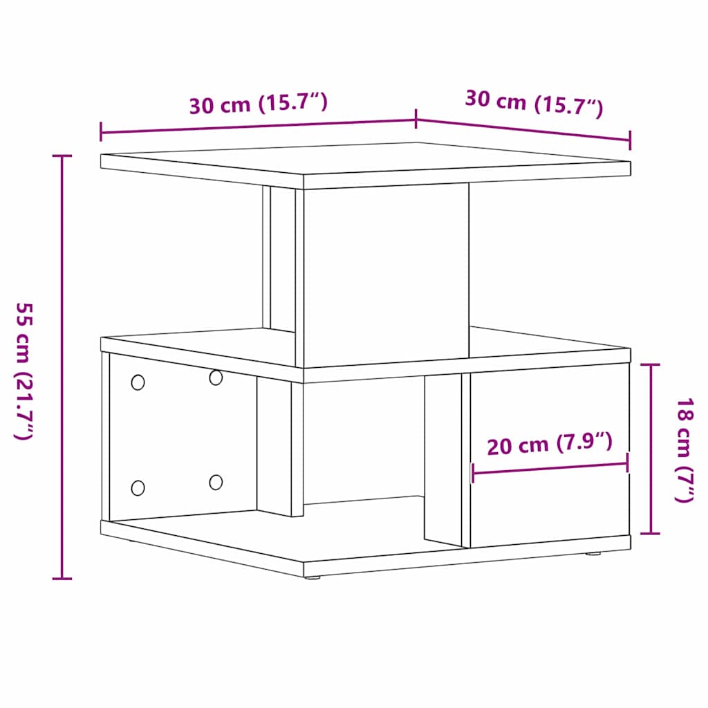Side Table Black oak 40 x 40 x 40 cm Engineered wood