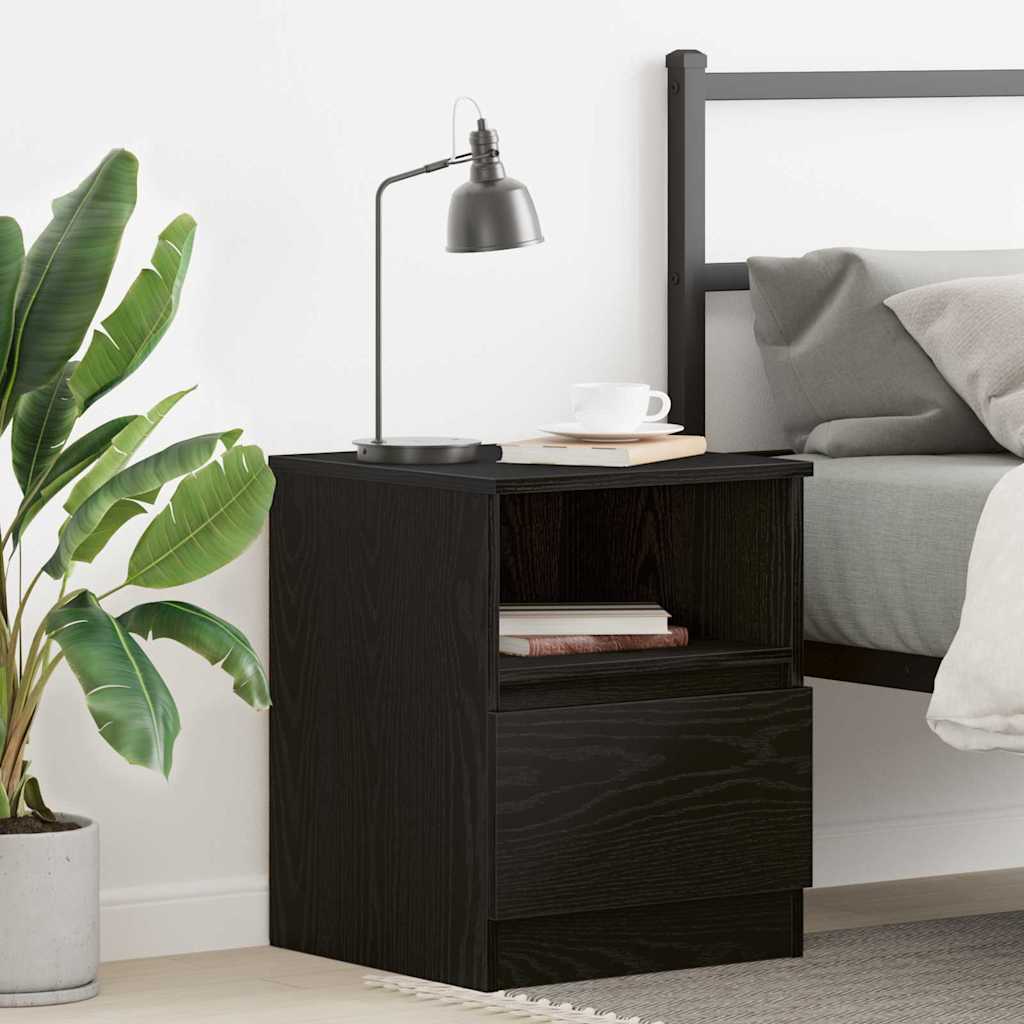 Bedside Cabinet Black oak 40 x 40 x 50 cm Engineered wood