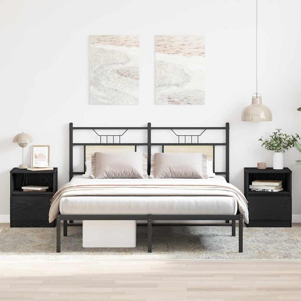 Bedside Cabinet 2 pcs Black oak 40 x 40 x 50 cm Engineered wood