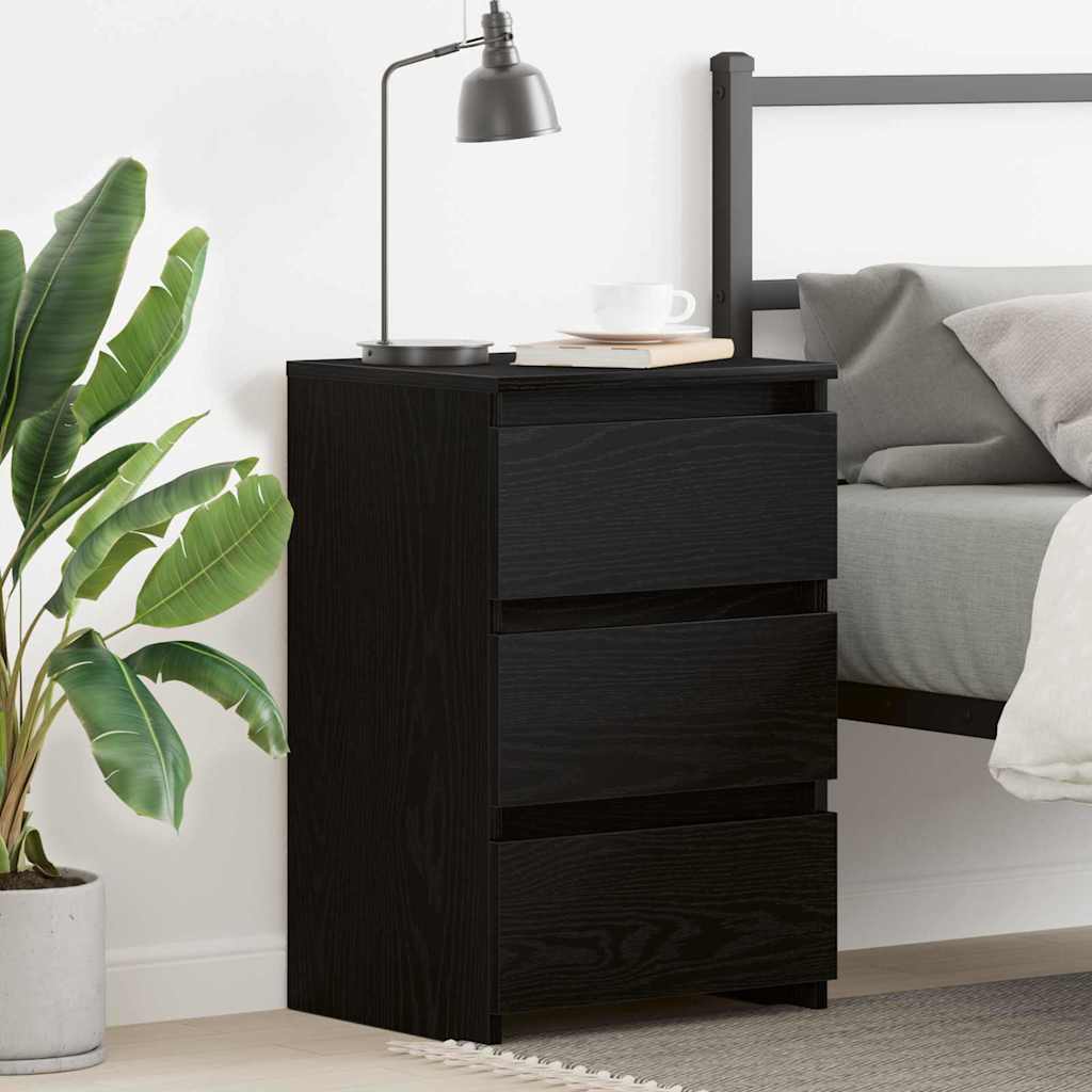 Bedside Cabinet Black oak 40 x 35 x 62.5 cm Engineered wood