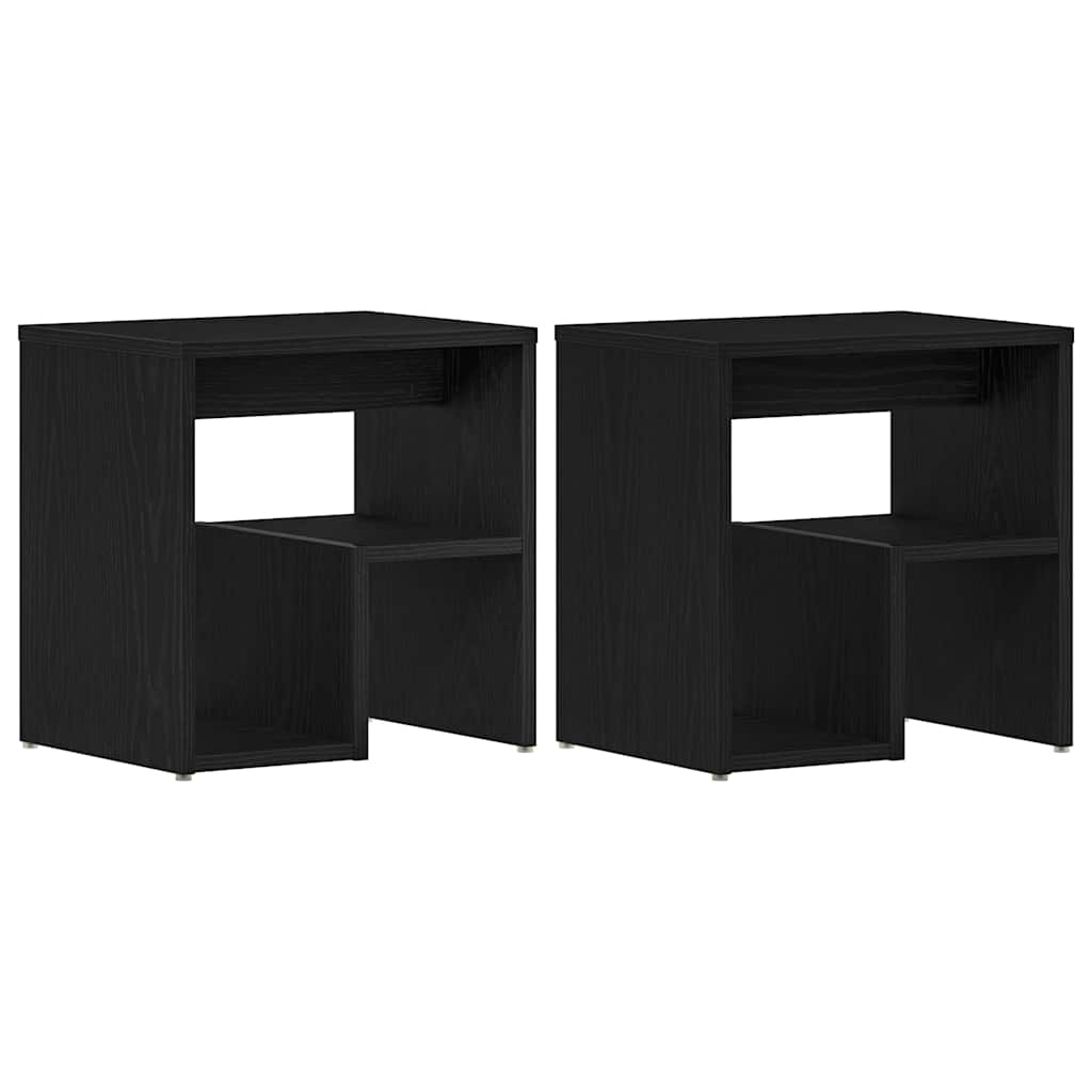 Bedside Cabinet 2 pcs Black oak 40 x 30 x 40 cm Engineered wood
