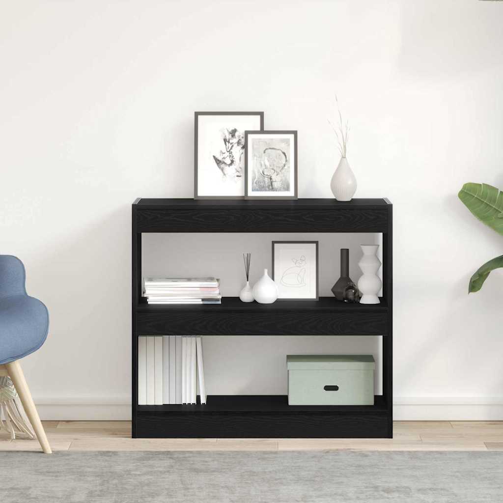 Book Cabinet Black oak 80 x 30 x 72 cm Engineered Wood