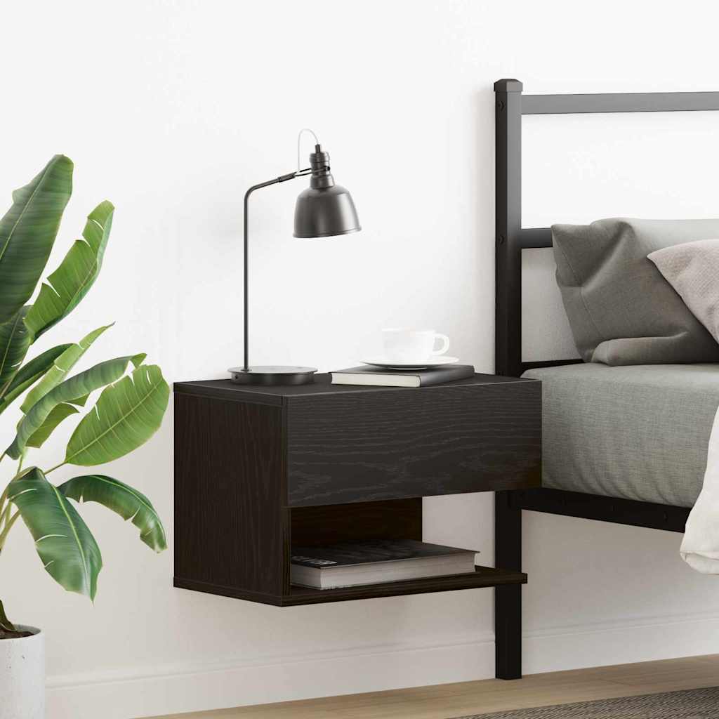 Bedside Cabinet Black oak 46 x 29.5 x 30 cm Engineered wood