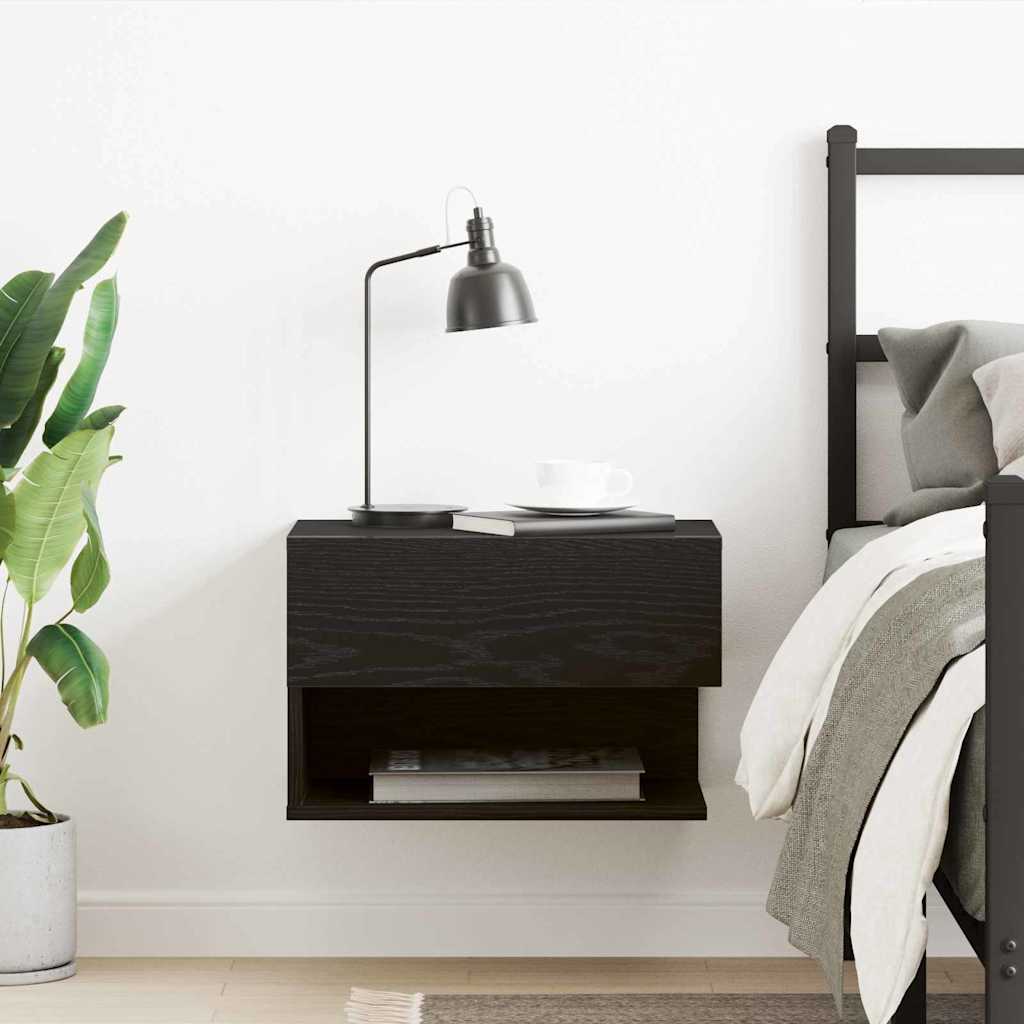 Bedside Cabinet Black oak 46 x 29.5 x 30 cm Engineered wood