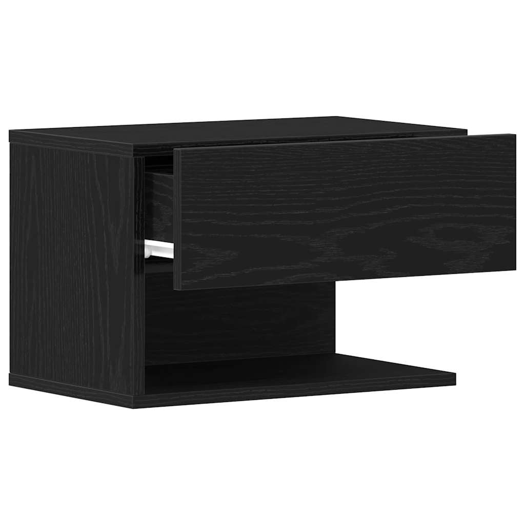 Bedside Cabinet Black oak 46 x 29.5 x 30 cm Engineered wood