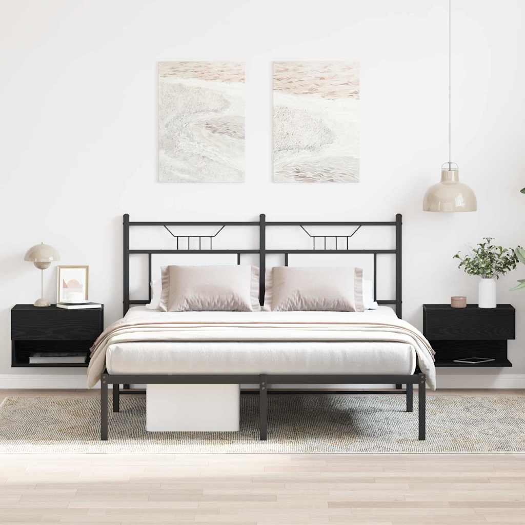 Bedside Cabinet with Drawer 2 pcs Black oak 46 x 29.5 x 30 cm