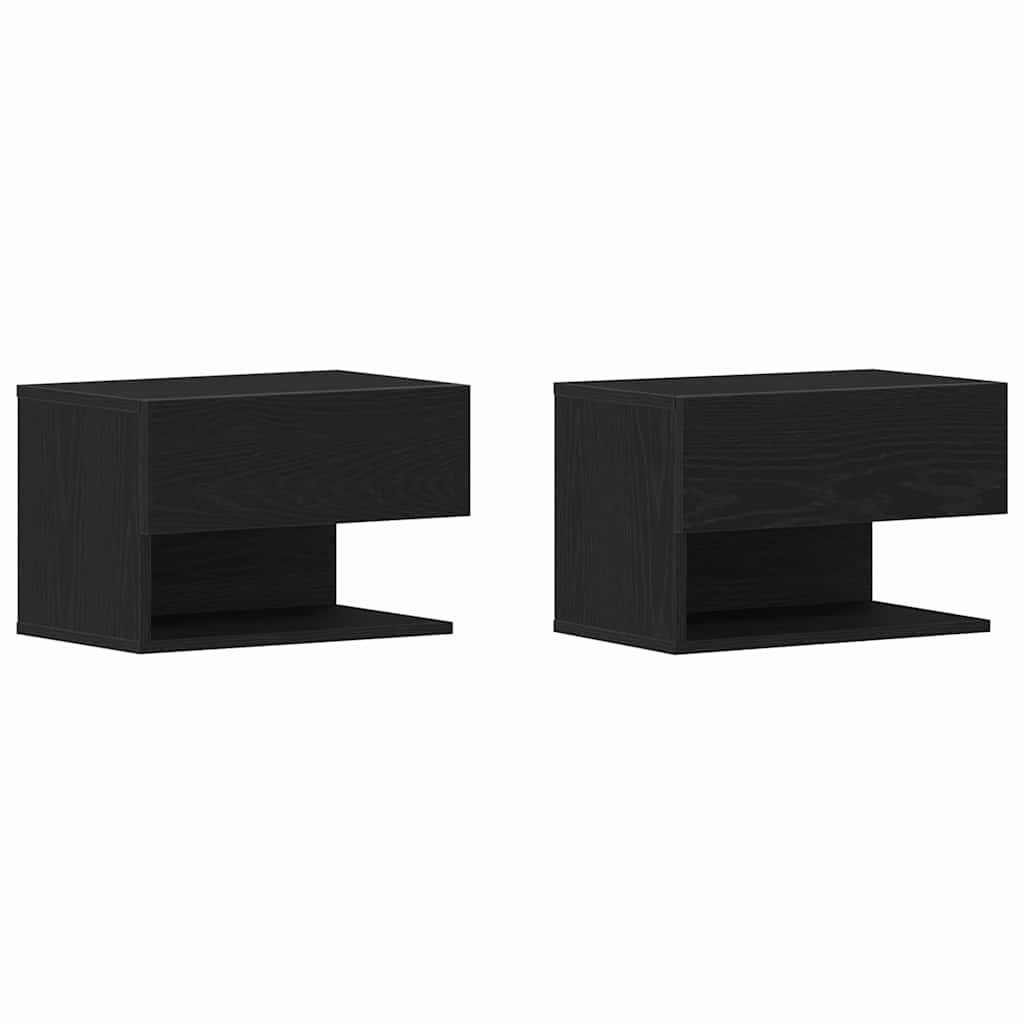 Bedside Cabinet with Drawer 2 pcs Black oak 46 x 29.5 x 30 cm