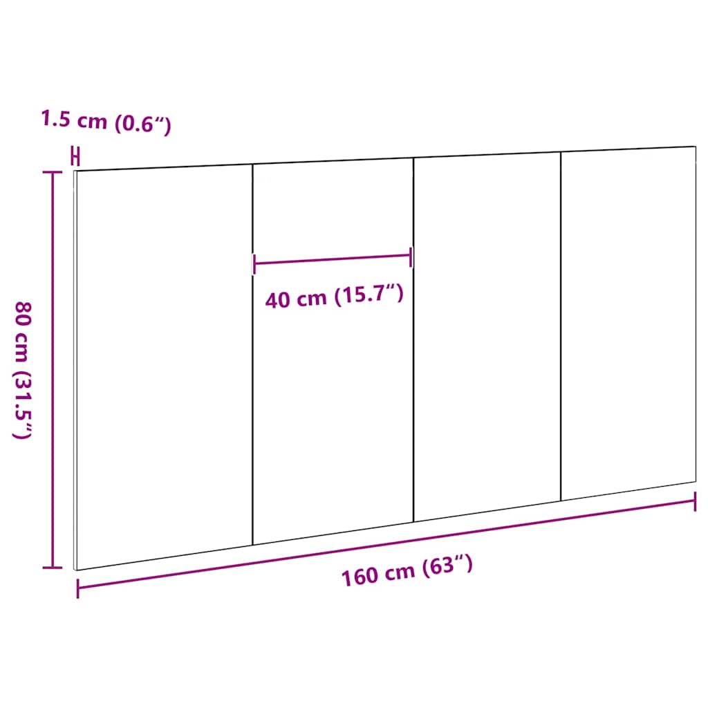 Headboard Black oak 160 x 1,5 x 80 cm Engineered wood