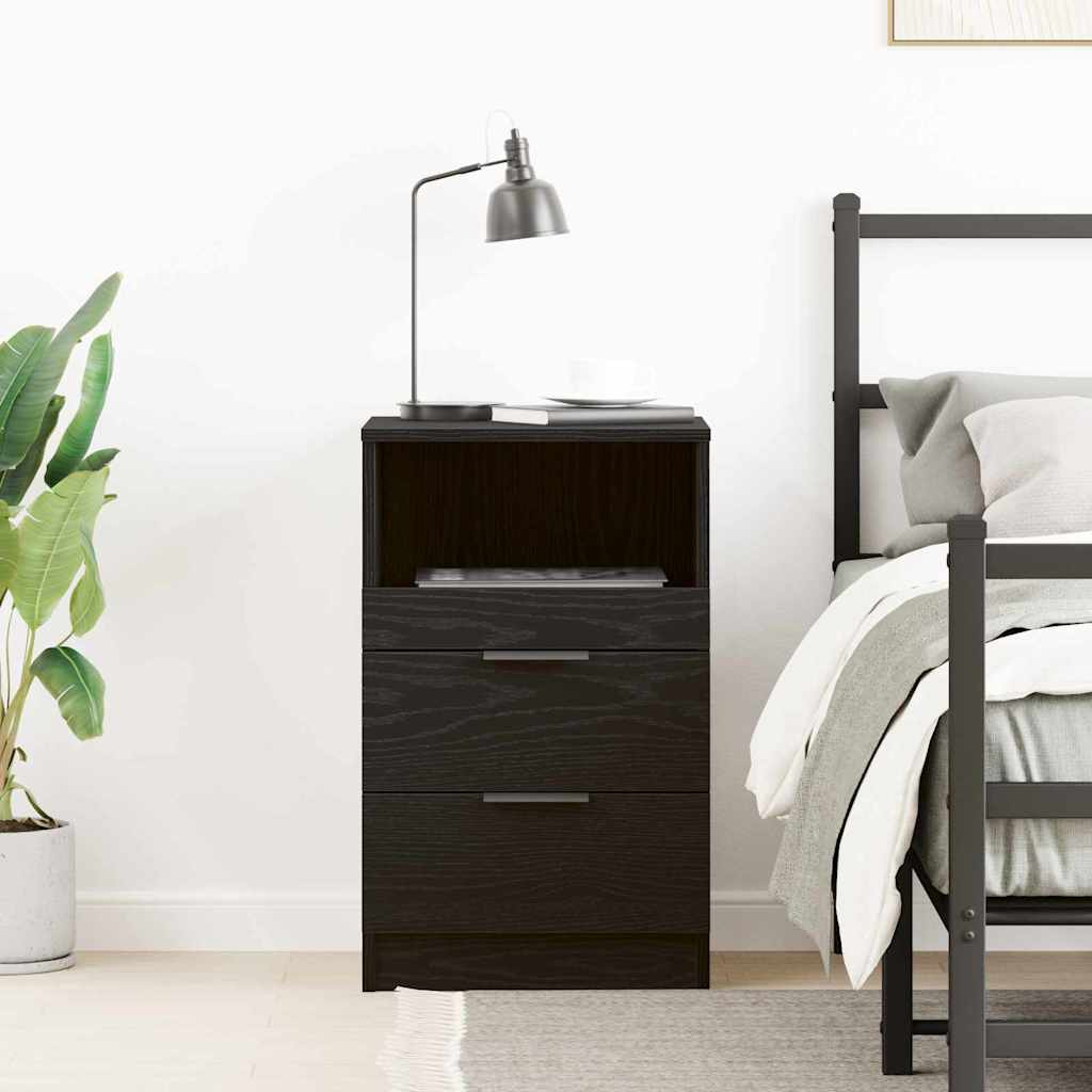 Bedside Cabinet Black oak 40 x 35 x 65 cm Engineered wood