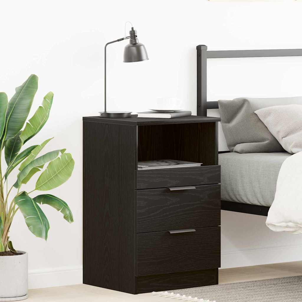 Bedside Cabinet Black oak 40 x 35 x 65 cm Engineered wood