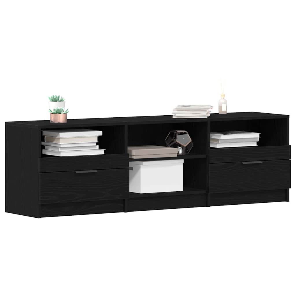 TV Cabinet with Drawer Black 150 x 33.5 x 45 cm Engineered wood