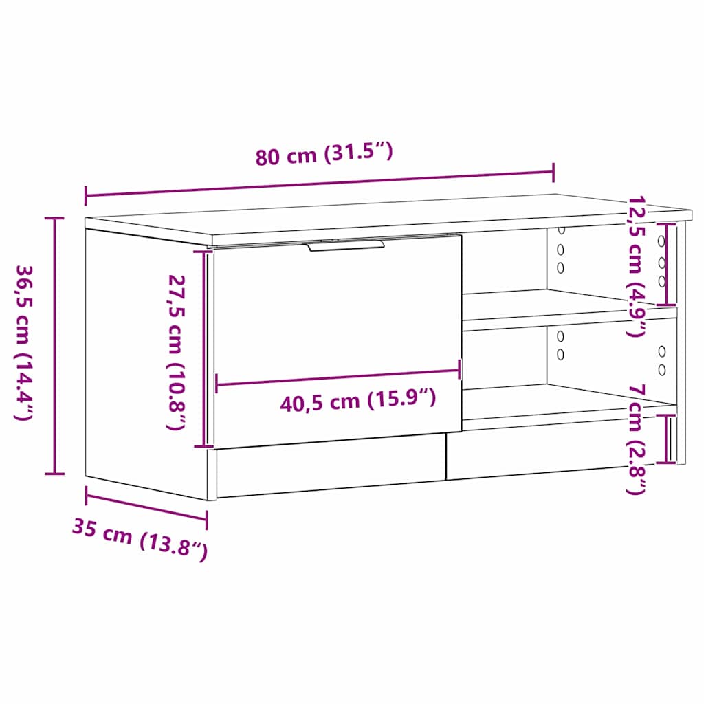TV Cabinet Black 80 x 35 x 36.5 cm Engineered wood