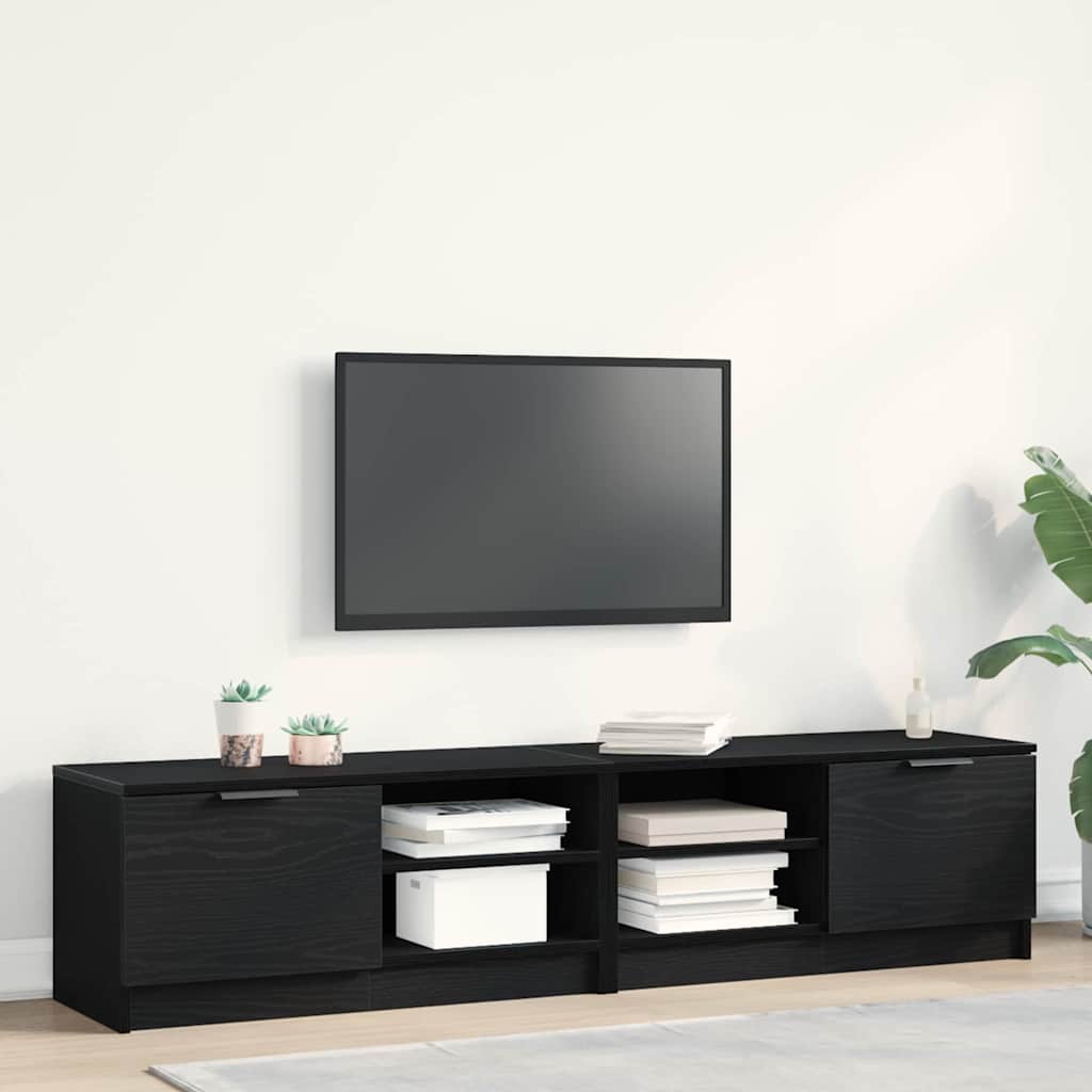 TV Cabinet 2 pcs Black 80 x 35 x 36.5 cm Engineered wood
