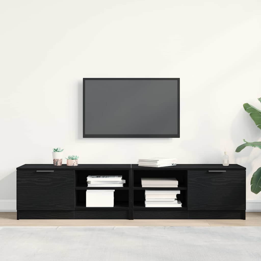TV Cabinet 2 pcs Black 80 x 35 x 36.5 cm Engineered wood