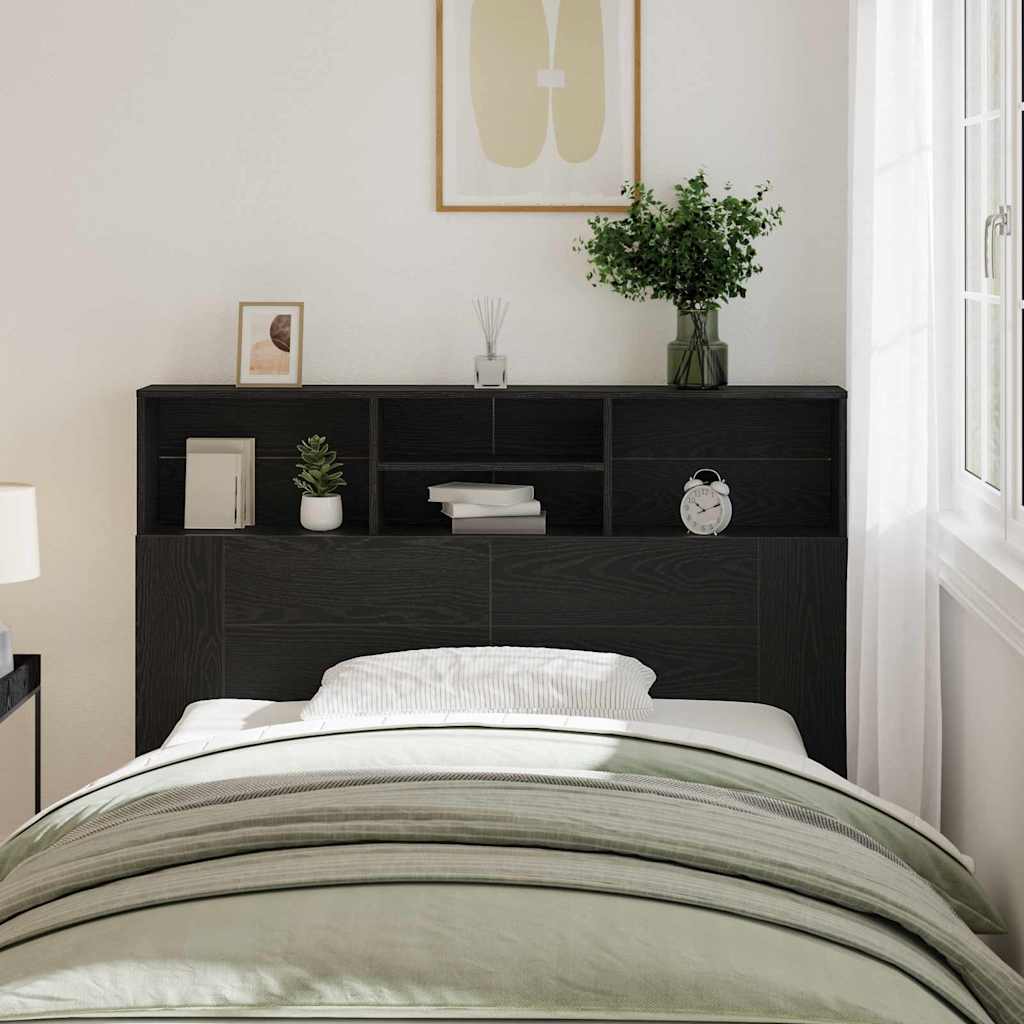 Headboard Cabinet Black oak 140 x 19 x 103.5 cm Engineered wood