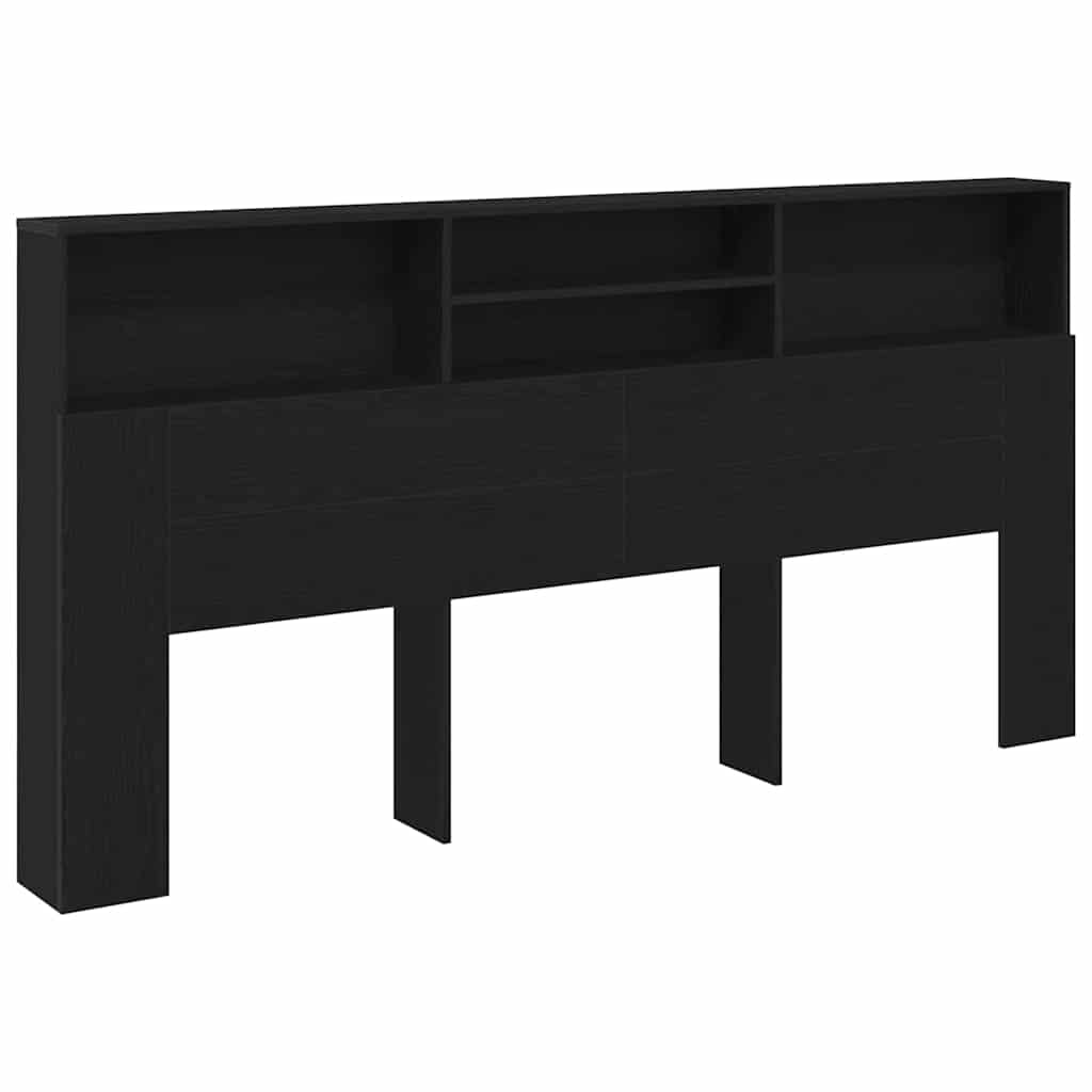 Headboard Cabinet Black oak 200 x 19 x 103.5 cm Engineered wood