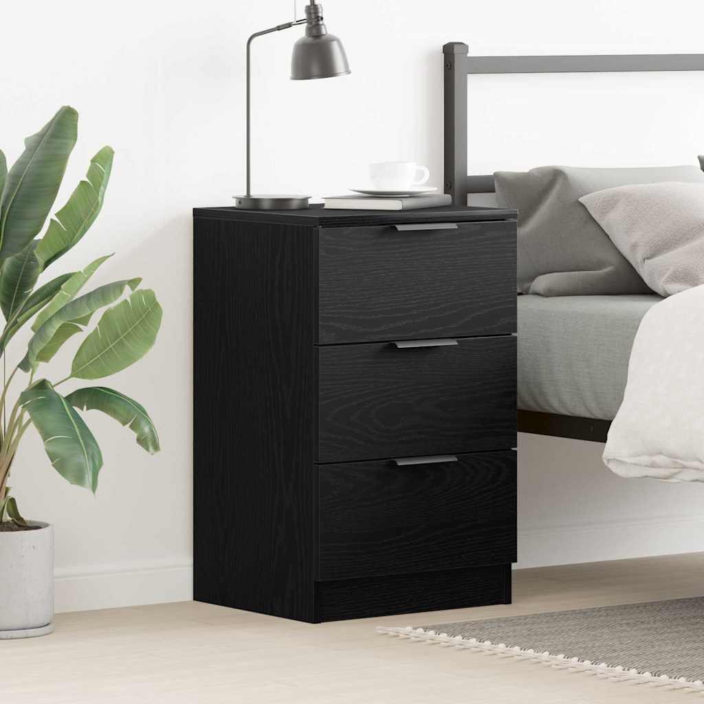 Bedside Cabinet Black oak 40 x 65 x 65 cm Engineered wood