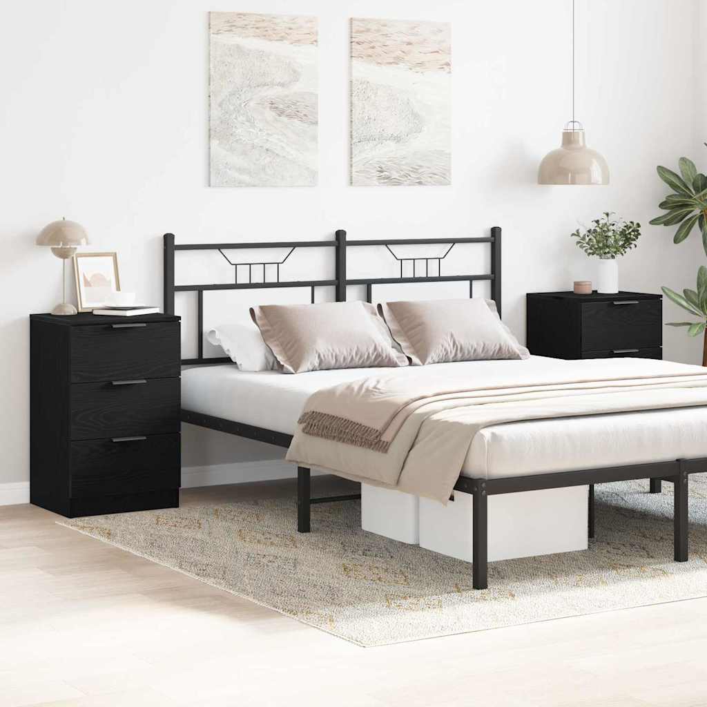 Bedside Cabinet 2 pcs Black oak 40 x 65 x 65 cm Engineered wood