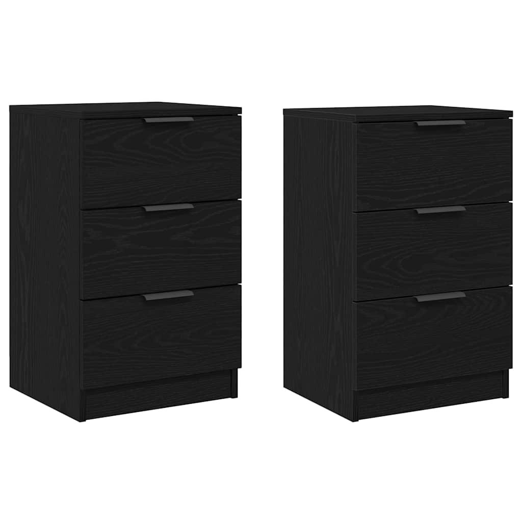 Bedside Cabinet 2 pcs Black oak 40 x 65 x 65 cm Engineered wood