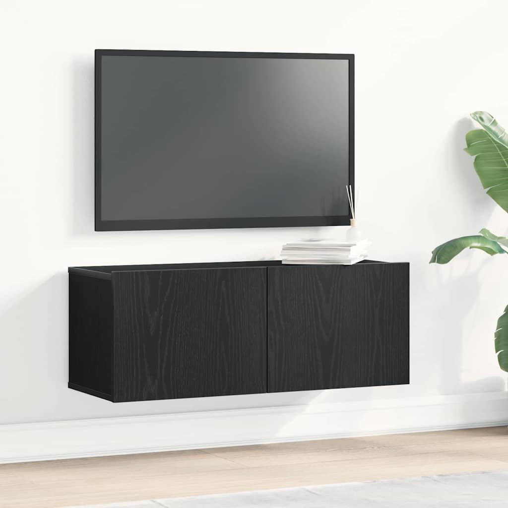 TV Cabinets 2 pcs Black oak 80 x 30 x 30 cm Engineered Wood