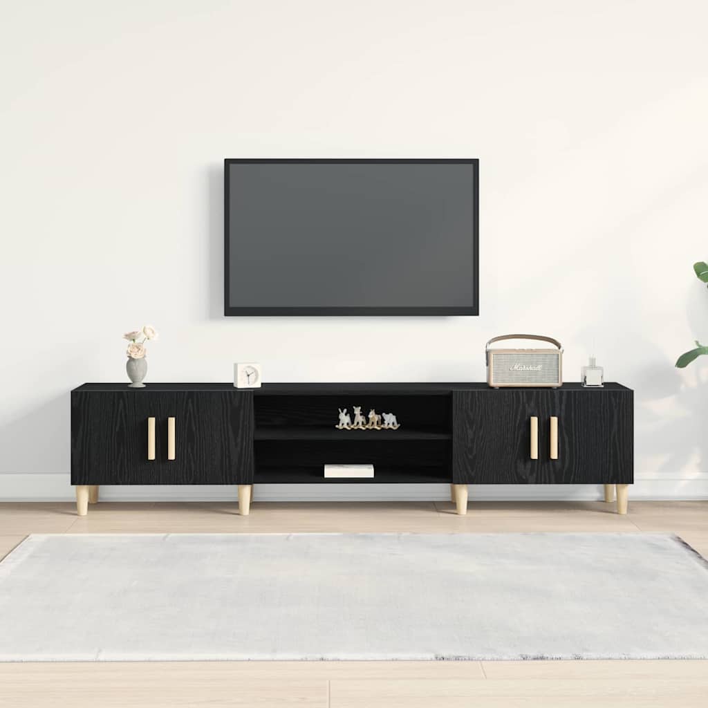 TV Cabinet Black oak 180 x 31.5 x 40 cm Engineered wood
