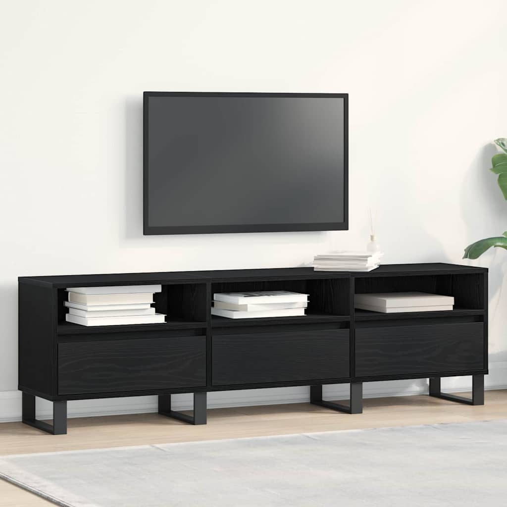 TV Cabinet Black oak 150 x 30 x 44.5 cm Engineered wood