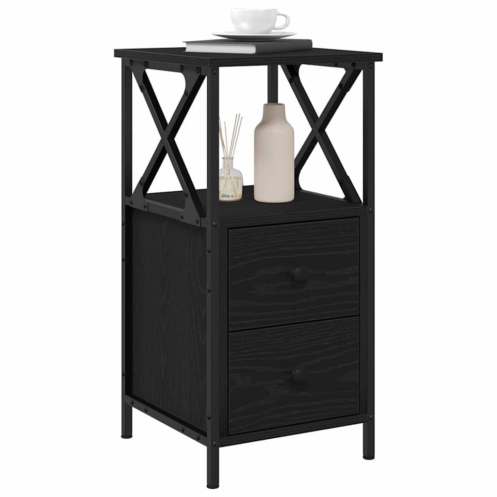 Bedside Cabinet with Drawer Black oak 34 x 35.5 x 70 cm
