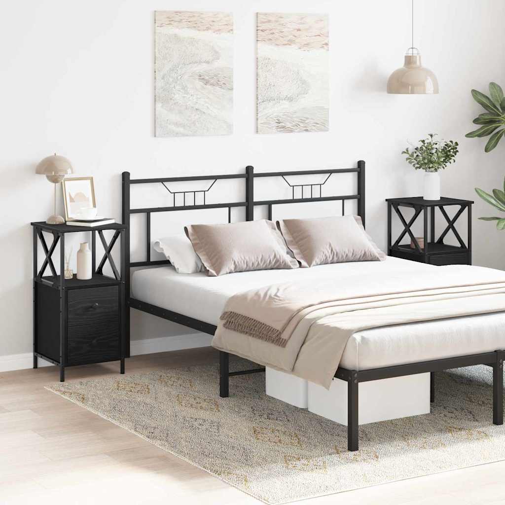 Bedside Cabinet with Drawer 2 pcs Black oak 34 x 35.5 x 70 cm