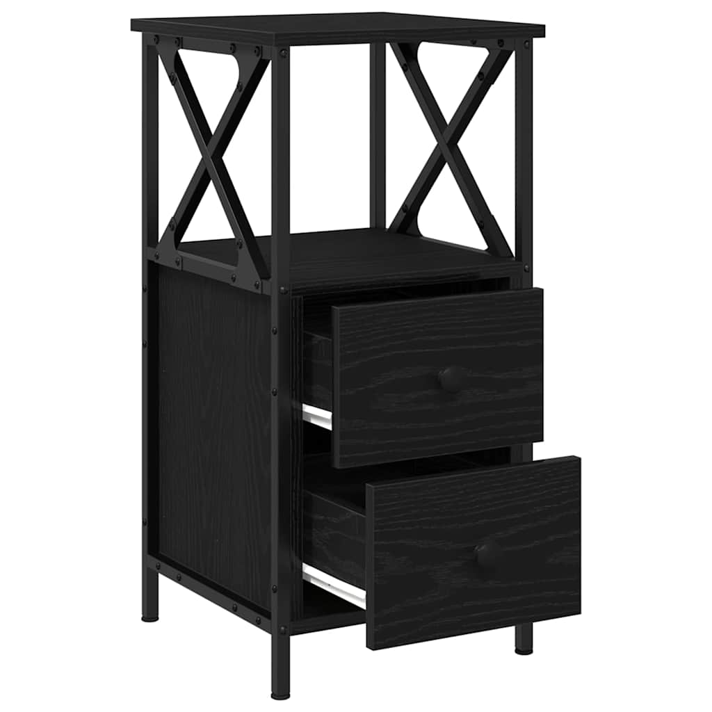 Bedside Cabinet with Drawer 2 pcs Black oak 34 x 35.5 x 70 cm