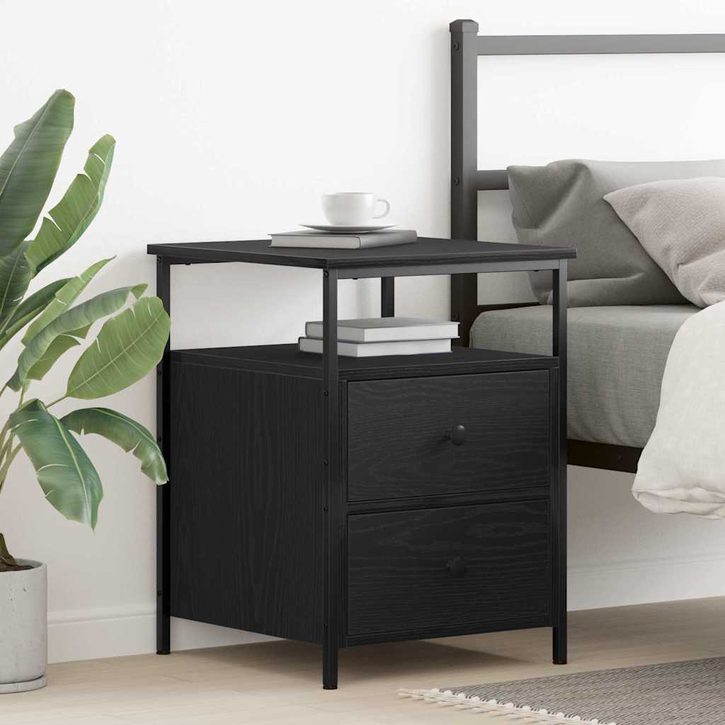 Bedside Cabinet with Drawer Black oak 44 x 45 x 60 cm